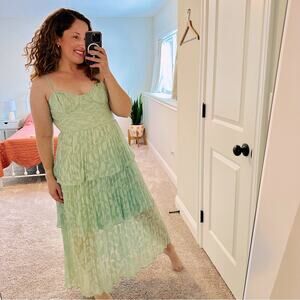 Gianni Bini Mint Green Ruffled Tiered Maxi Dress 12